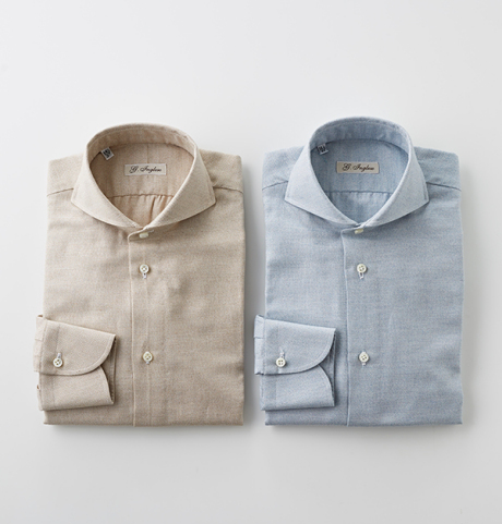 G.Inglese(ジ・イングレーゼ)HORIZONTAL COLLAR COTTON FRANNEL HOPSACK SHIRT