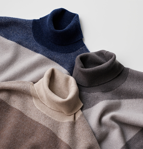 Mauro Ottaviani(マウロ・オッタヴィアーニ)3TONE MIDDLE GAUGE TURTLE NECK KNIT